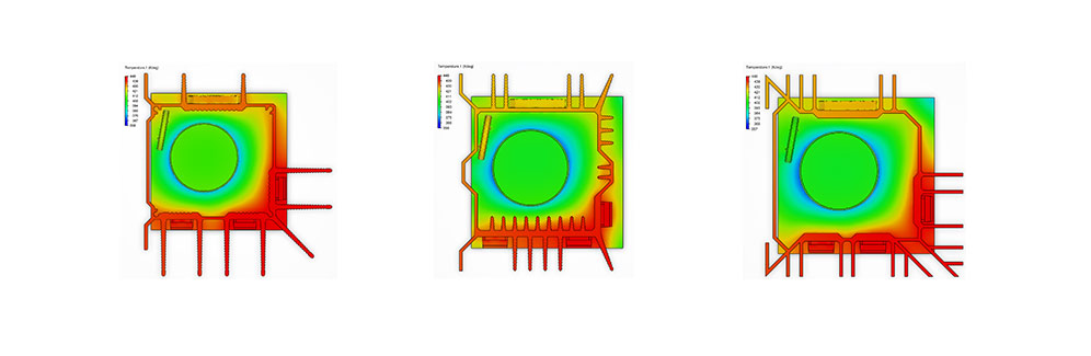 Figura 8 - Análise CFD térmica comparativa de componentes de dissipação térmica.
