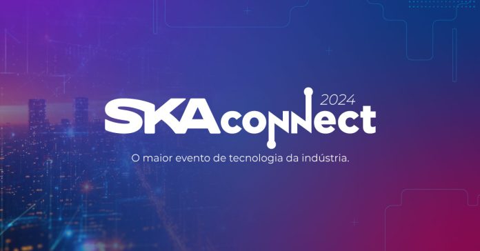 Arte gráfica com o logo do SKA Connect - O maior evento de tecnologia da indústria.