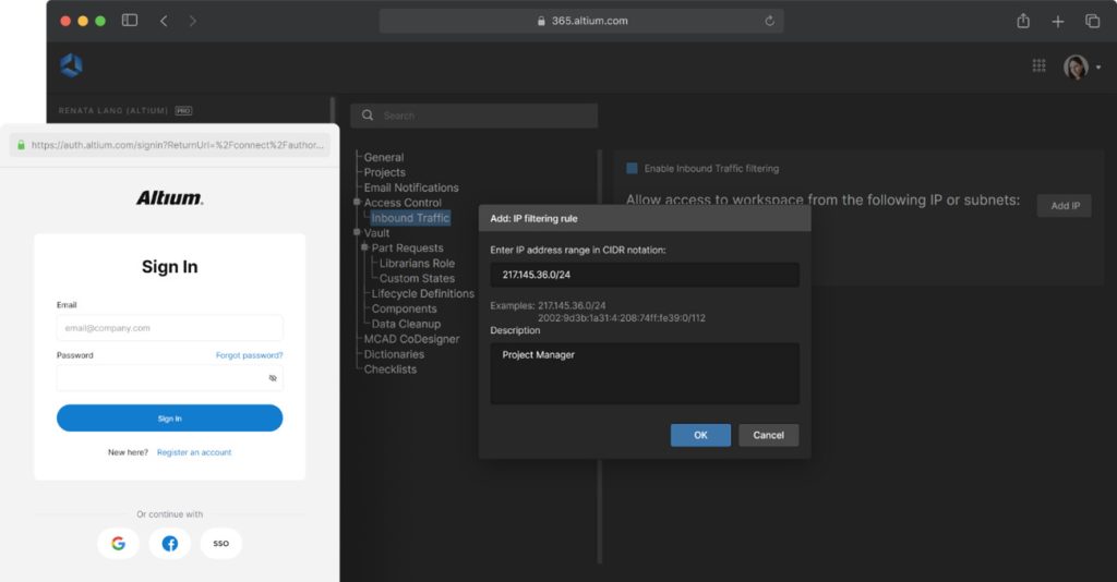 Altium Designer Apps Altium 365 Projetos eletrônicos Security Package
