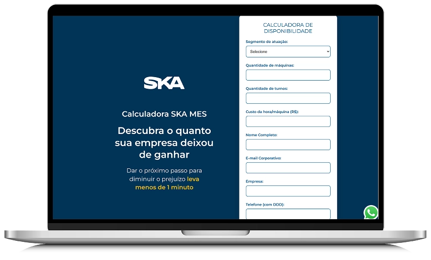 Calculadora OEE para análise de eficiência da produção industrial e perdas de produtividade