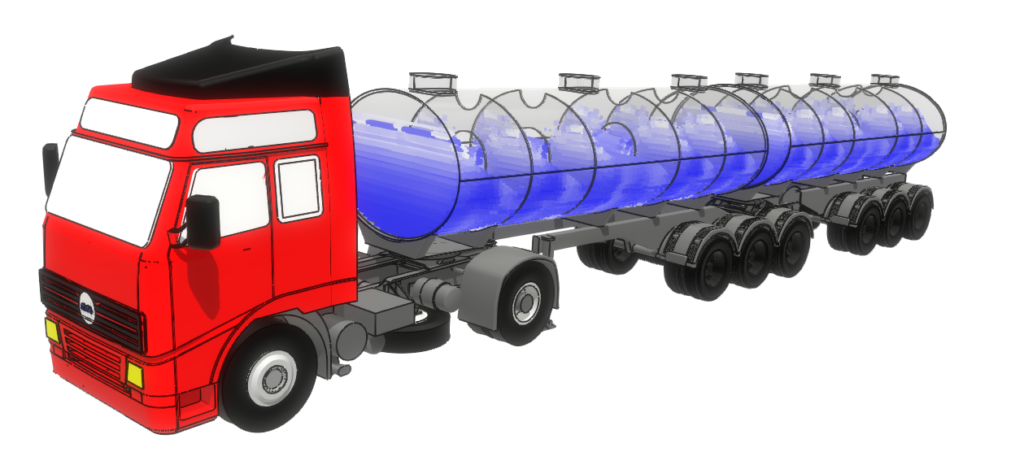 ilustração da lateral de um caminhão de transporte de cargas perigosas