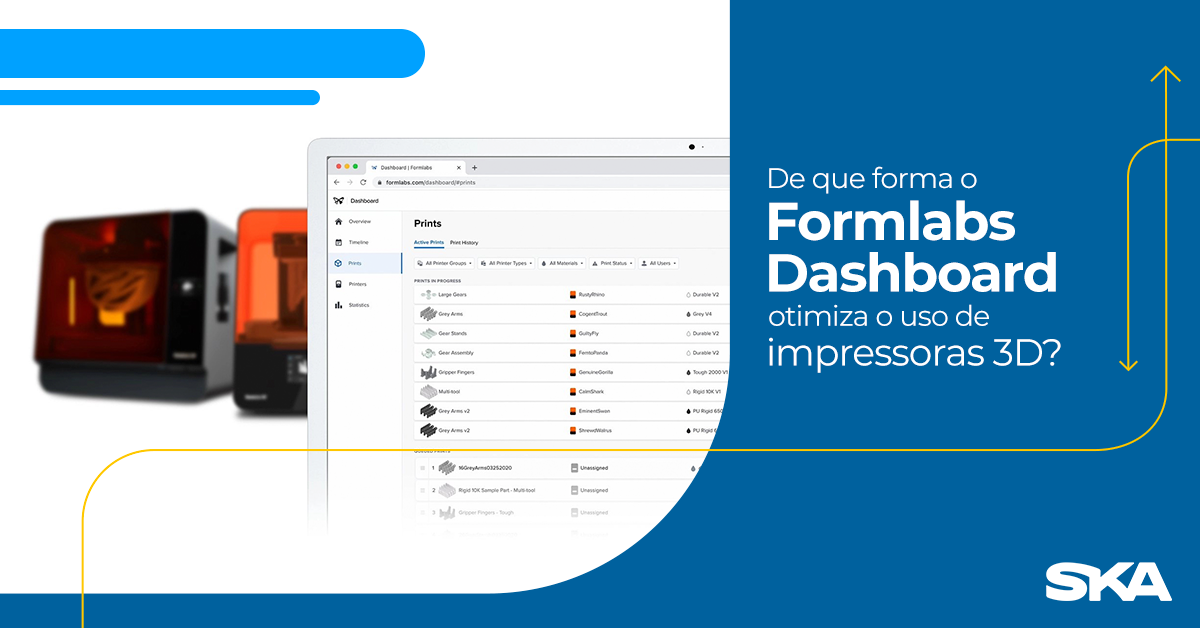 Monitoramento remoto e eficiência: De que forma o Formlabs Dashboard otimiza o uso de impressoras 3D