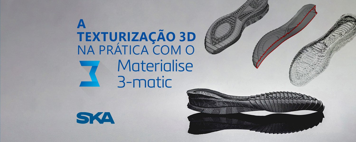 Materialise 3-matic: texturização de 453 superfícies de uma sola de calçado