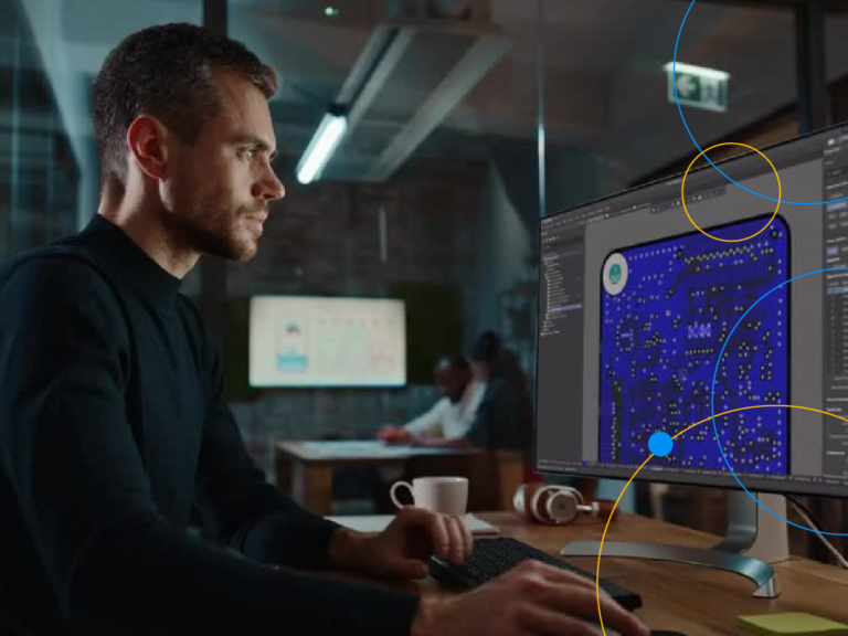 Imagem de uma pessoa otimizando projetos eletrônicos no Altium 365 para o setor de comunicação