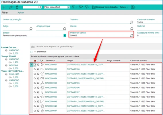 Recebimento do pedido de venda emitido para o planejamento de programação no Lantek