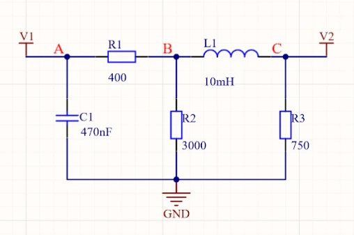 Imagem de um esquemático simplificado exibindo nós virtuais de fluxo e a referência GND