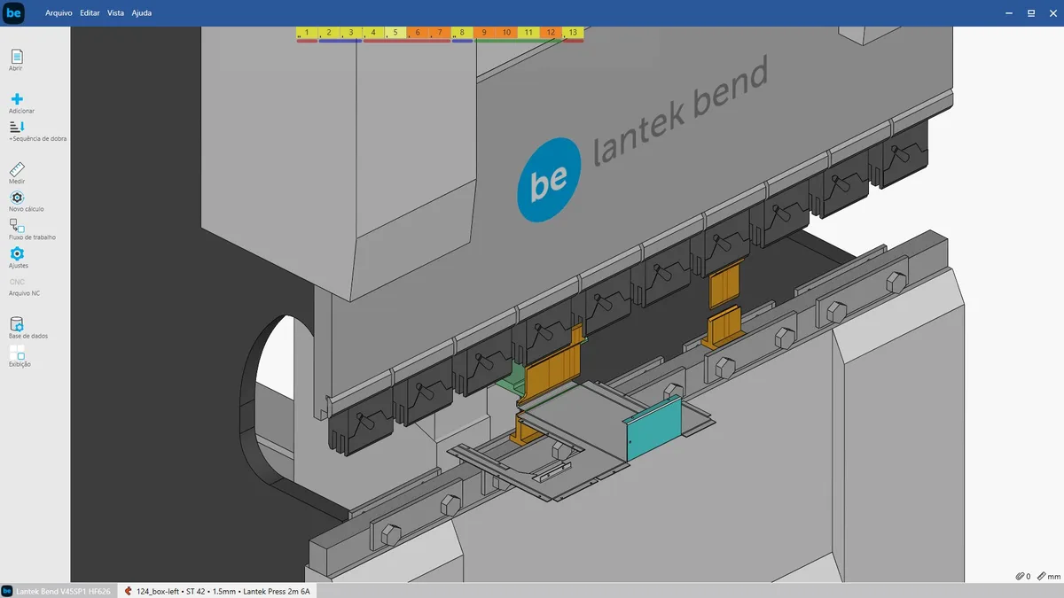 Programação offline de dobradeira CNC com software Lantek Bend